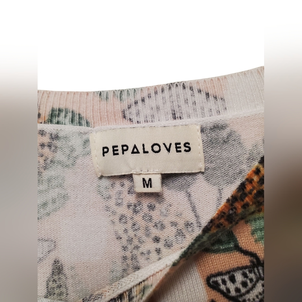 ANTHROPOLOGIE PEPALOVES Women's Feline-Printed Sweater Tee, Size M - Picture 4 of 4